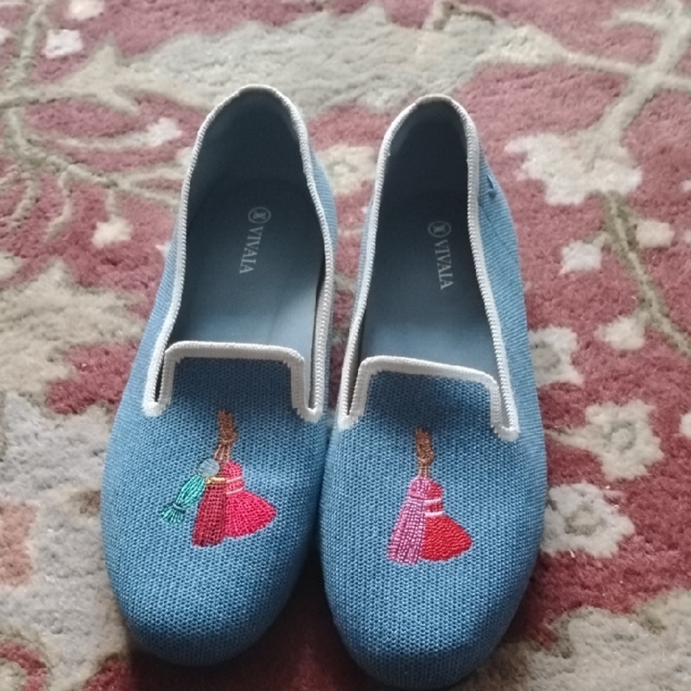 New VIVAIA Audrey Round Toe Embroidered Flat Shoes 42